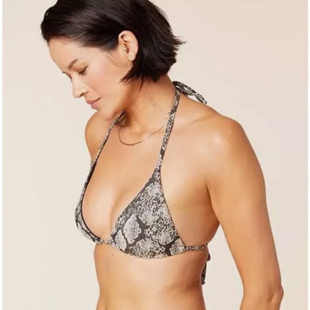 Andie Swim The String Bikini Top Black Snake Skin, Size S, NWT